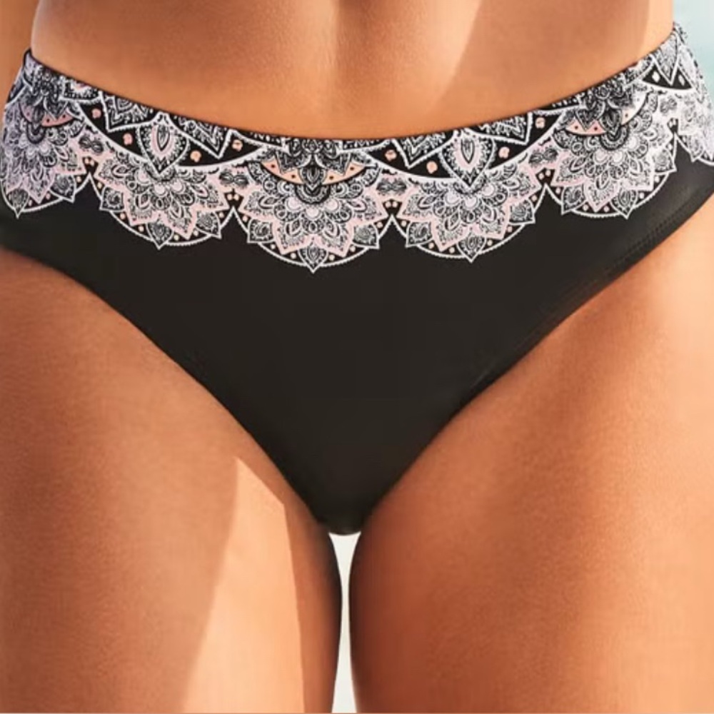 Swimsuits for All Black/White/Rose Gold Hipster Swim Brief Full Coverage size 24